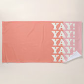 やった！前向き浮きインスパイア出しピンクとサンゴ ビーチタオル (正面)