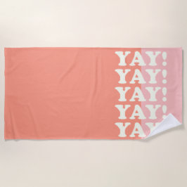 やった！前向き浮きインスパイア出しピンクとサンゴ ビーチタオル