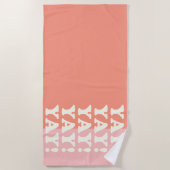 やった！前向き浮きインスパイア出しピンクとサンゴ ビーチタオル (正面)