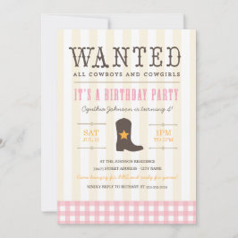 やった！女性のカーボーイ誕生日パーティーへの招待 招待状