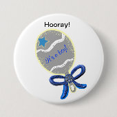 やった！男の子だ！青い星の発表ボタン 缶バッジ (正面)