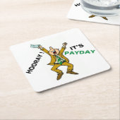 やった！給料日だ スクエアペーパーコースター (アングル)