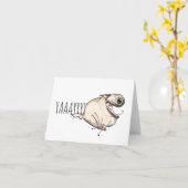 やった!Fawn Pug Zoomiesカード カード (黄色い花)