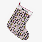 やっちゃった！猫が木に登っちゃった ラージクリスマスストッキング (正面 (吊り時))