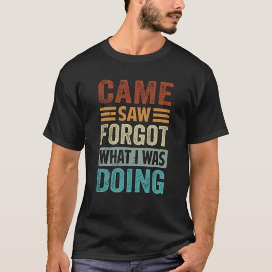 やってきた 見た 何をしていたか忘れた 諧謔 Tシャツ (正面)