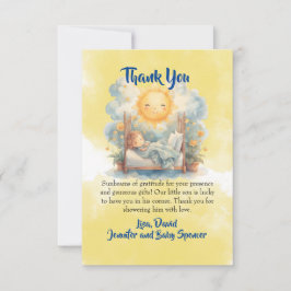 「やって来たよ 赤ちゃんの男の子」ベビーシャワーの感謝カード 招待状