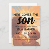 やって来るよ！孫の誕生を祝うサニー・ベイビー・シャワーの招待状 招待状 (正面/裏面)