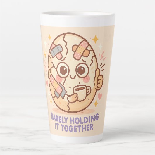 やっとのことで持ちこたえてる カフェラテマグ (正面)