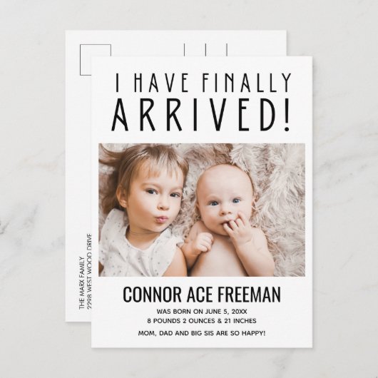 やっと写真男の赤ちゃん誕生 案内ポストカード (正面/裏面)