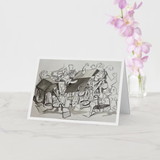 「やっと小型化した」カード 箔グリーティングカード (蘭)