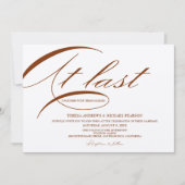 やっと書道さび赤ミニマリスト結婚の 招待状 (正面)