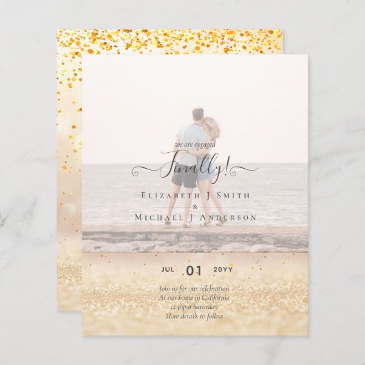 やっと着いた婚約したぞ!の結婚発表写真 (正面/裏面)