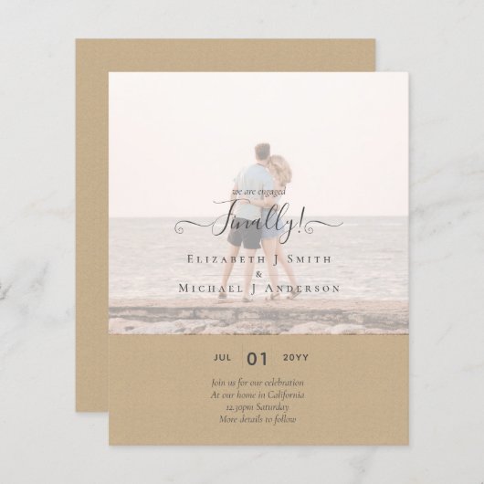 やっと着いた婚約したぞ!の結婚発表写真 (正面/裏面)