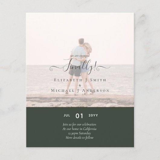 やっと着いた婚約したぞ！の結婚発表写真 チラシ (正面)