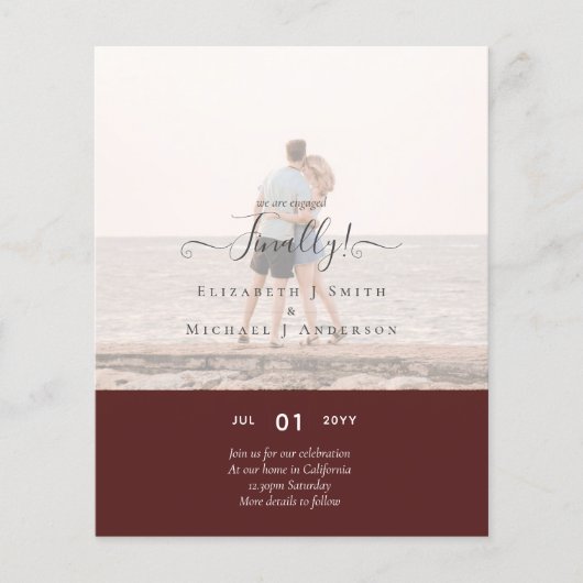 やっと着いた婚約したぞ！の結婚発表写真 チラシ (正面)