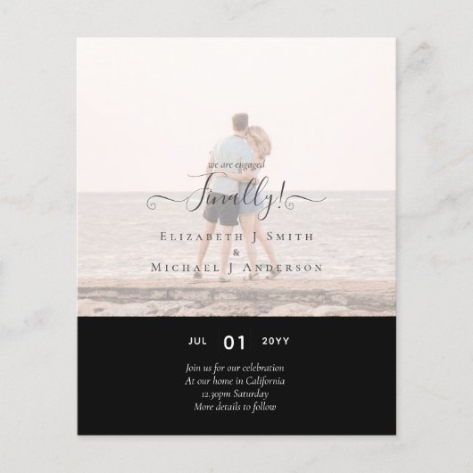 やっと着いた婚約したぞ！の結婚発表写真 チラシ (正面)