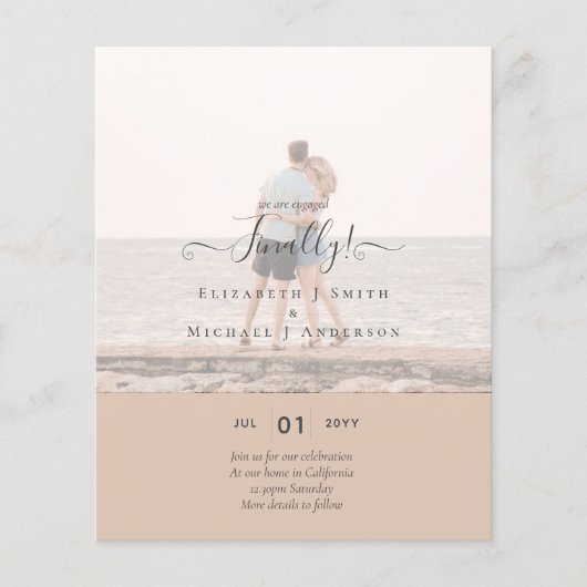 やっと着いた婚約したぞ！の結婚発表写真 チラシ (正面)