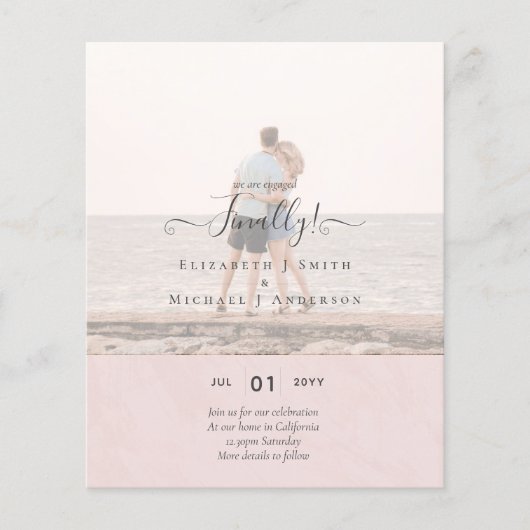 やっと着いた婚約したぞ！の結婚発表写真 チラシ (正面)