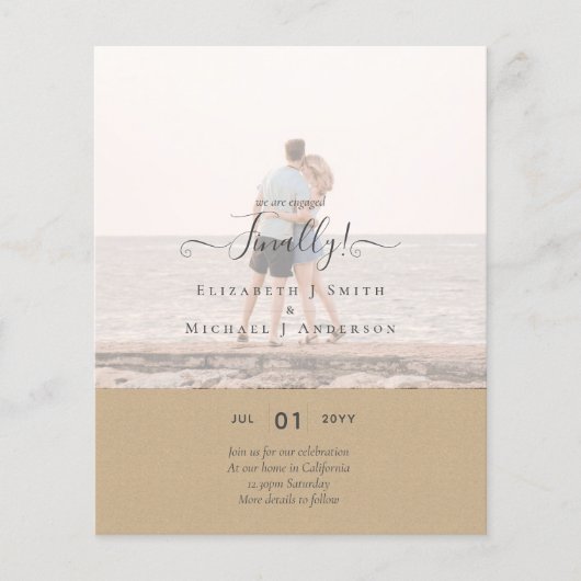 やっと着いた婚約したぞ！の結婚発表写真 チラシ (正面)