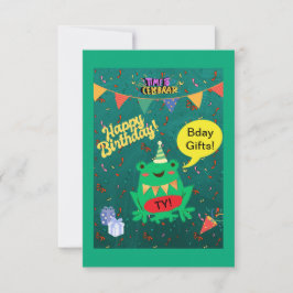 やっと私の誕生日2月29日のカエル紙吹雪 サンキューカード