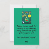 やっと私の誕生日2月29日のカエル紙吹雪 サンキューカード (裏面)