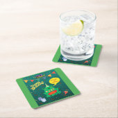 やっと私の誕生日2月29日のカエル紙吹雪 スクエアペーパーコースター (インサイチュ)