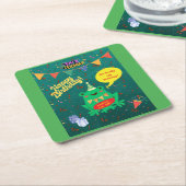 やっと私の誕生日2月29日のカエル紙吹雪 スクエアペーパーコースター (アングル)