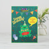 やっと私の誕生日2月29日のカエル紙吹雪 招待状 (スタンド正面)