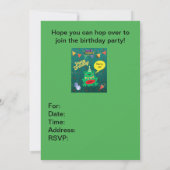 やっと私の誕生日2月29日のカエル紙吹雪 招待状 (裏面)