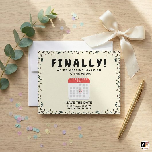 やっと結婚 Funny+Postponed ウェディング セーブザデート