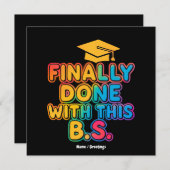 やっとB.Sで終わった。卒業ユーモアのある。 招待状 (正面/裏面)