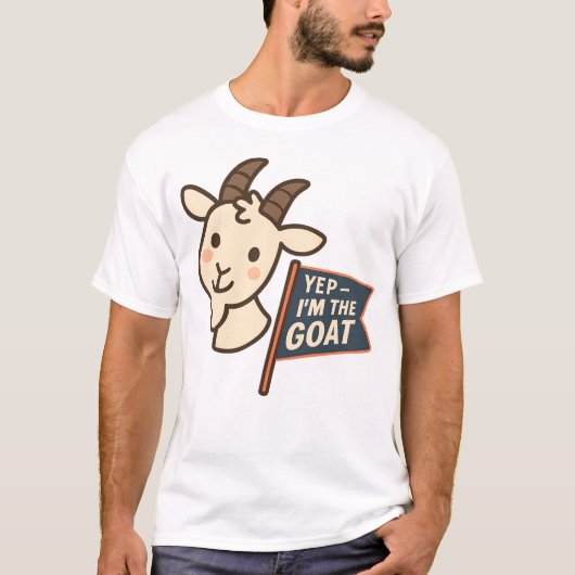 やっぱり俺がGOATだ クールなヤギの顔デザイン Tシャツ (正面)