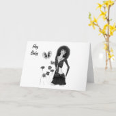 やっほー、ベイビー！１年目の記念日おめでとう カード (黄色い花)