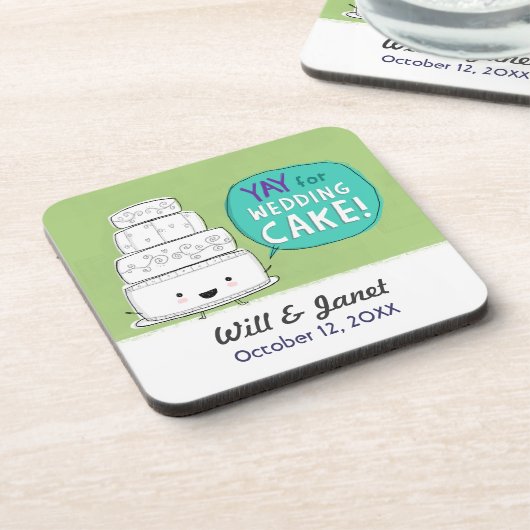 やっ結婚て！ケーキユーモアのあるイラストレーション コースター (左側)