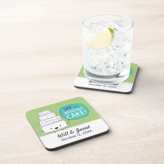 やっ結婚て！ケーキユーモアのあるイラストレーション コースター (右側)