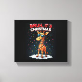 やばいぞ！クリスマスジラフおもしろダブリングロングスリーブTシャツ キャンバスプリント (正面)