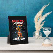 やばいぞ！クリスマスジラフおもしろダブリングロングスリーブTシャツ フォトプラーク (側面)