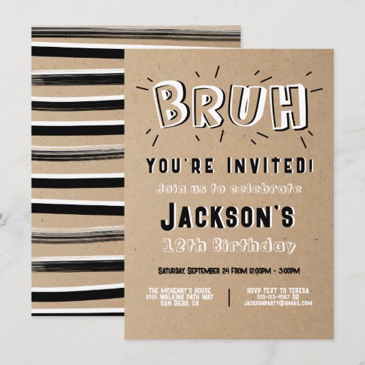 やべ、黒と白の誕生日パーティーに招待されてるぜ 招待状 (正面/裏面)