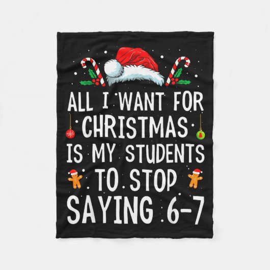 やめて 6-7 おもしろ先生 67 クリスマスの面白画像 シー フリースブランケット (正面)