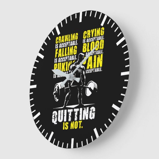 やめは受け入れ不可 – やる気を起こさせるGym ラージ壁時計 (傾斜)