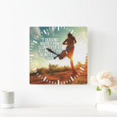 やめストップろ。ランニングトレーニングやる気を起こさせる スクエア壁時計 (ホーム)