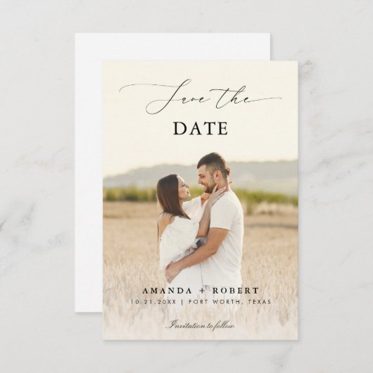 ややモダン暗くなった写真とスクリプ結婚トの セーブザデート (正面/裏面)
