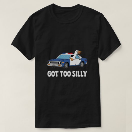 「やりすぎた」ガチョウ警察車両デザイン - やりすぎたギャグ Tシャツ (デザイン正面)