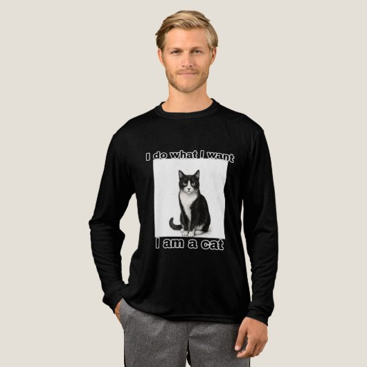 やりたい放題 私は猫 – 気ままな猫のポスター トライブレンドTシャツ (正面全体)