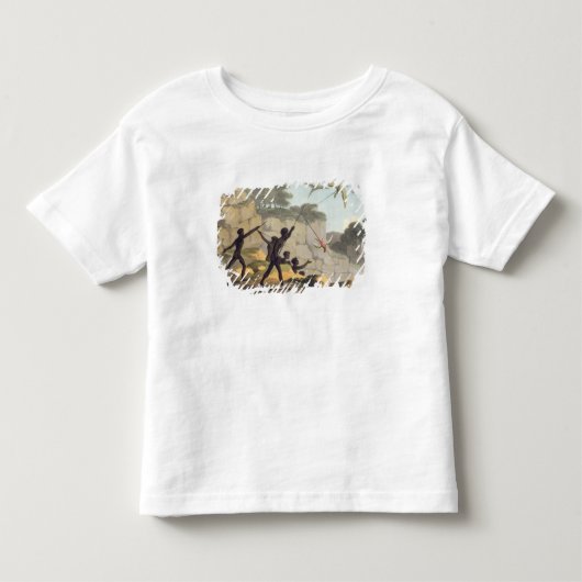 やりを投げること、鳥をからの捜している土人 トドラーTシャツ (正面)