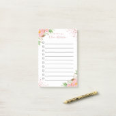 やることリスト - ブッシュピンクの花柄コンフェッティドット ポストイット (デスク上)