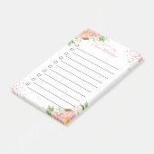 やることリスト - ブッシュピンクの花柄コンフェッティドット ポストイット (アングル)