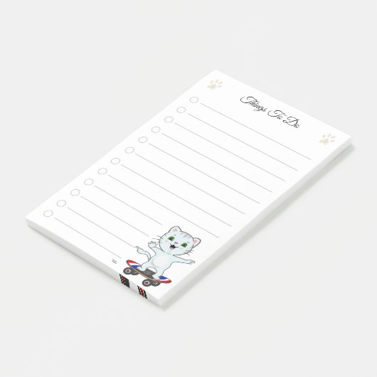 やること&かわいいスケーター猫 ポストイット (アングル)