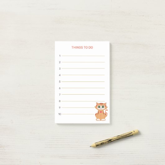 やること&虎猫ジンジャーキティ猫 ポストイット (デスク上)