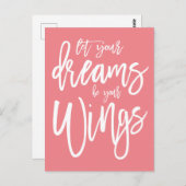 やる気を出す 夢が翼になる ホワイトコーラル ポストカード (正面/裏面)